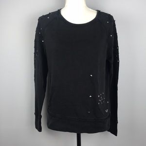 True Religion Black studded, embroidered Sweater S